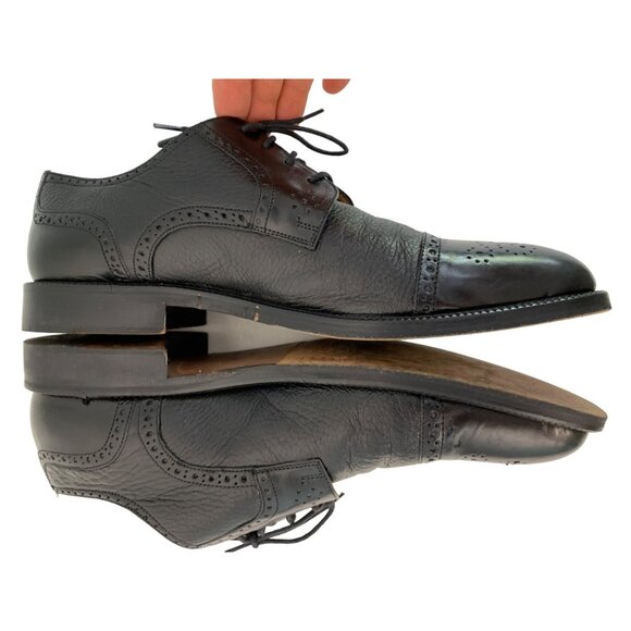 Johnston & Murphy Men\'s Cap Toe Oxford Dress Shoes 10.5M Black Leather 7312 GUC main image 12